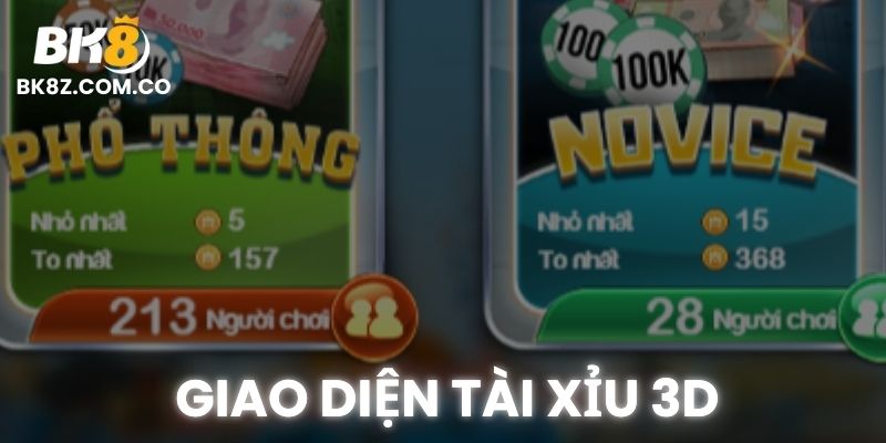 Giao diện Tài Xỉu 3D cực đẹp tại BK8