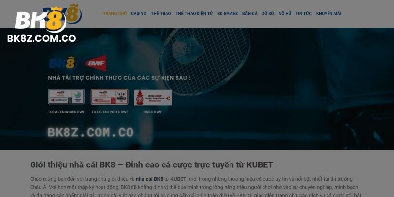 Giao diện trang đăng ký chính thức tại nhà cái BK8
