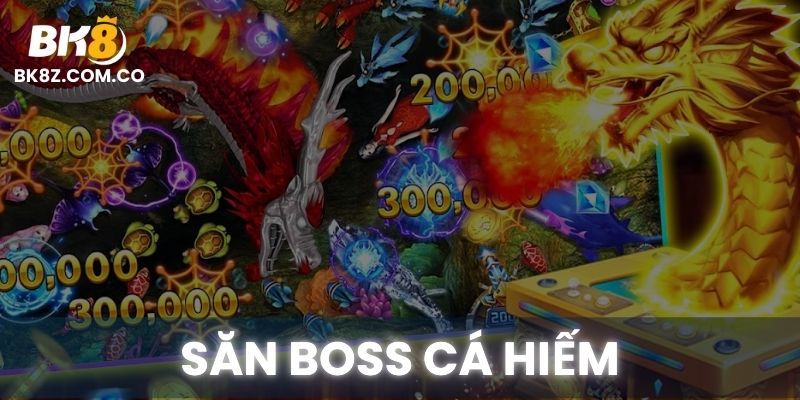 Cảnh săn boss cá hiếm với pháo đại liên trong game BK8
