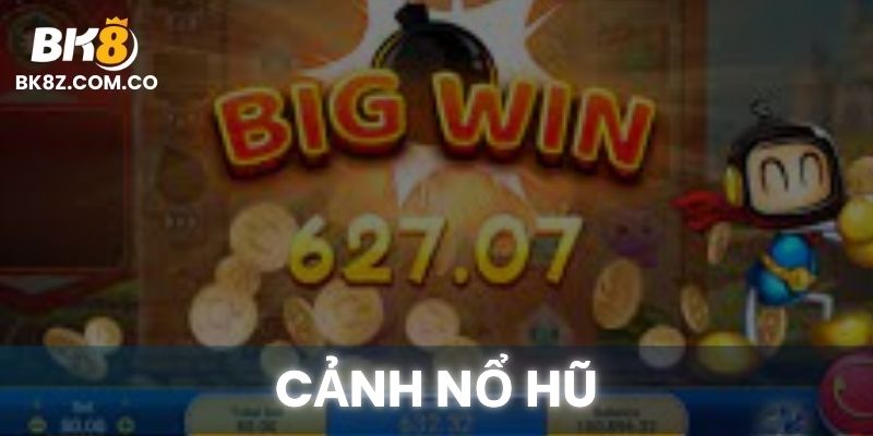 Cảnh nổ hũ trong Crazy Bomber BK8 với hiệu ứng ánh sáng rực rỡ