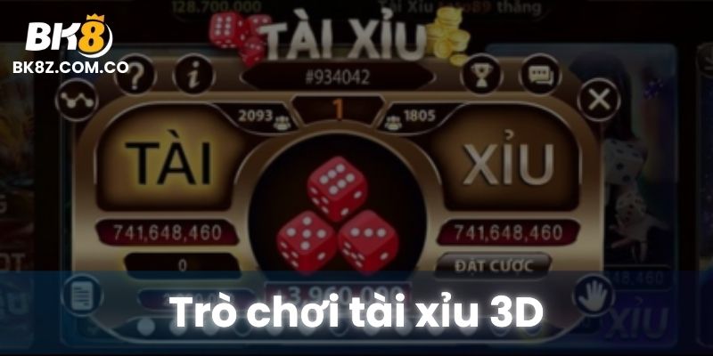 Trò chơi tài xỉu 3D tại BK8 với hiệu ứng tung xúc xắc và dealer hoạt hình